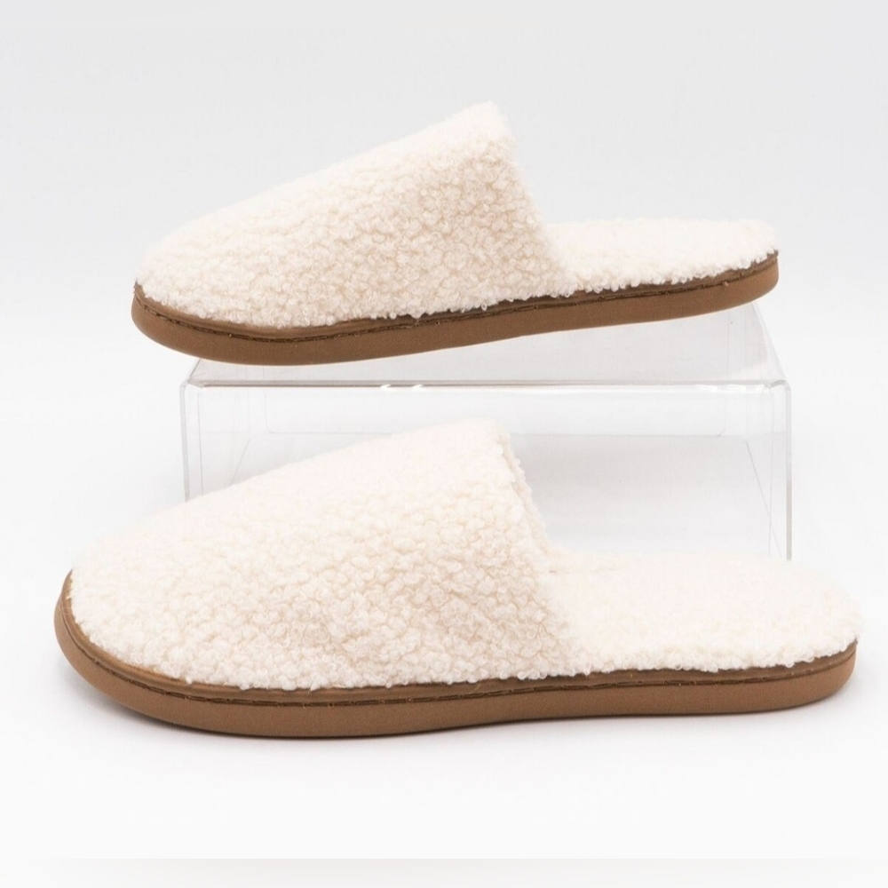 NWOT | Old Navy | Faux-Fur Mule Slippers | Hard Bottom | Size: 9 | Taupe/Creme